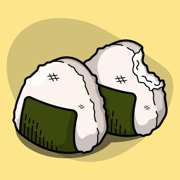 Vecteur illustration d'onigiri japonais kawaii art vectoriel de beignet rempli de gelée mignonne