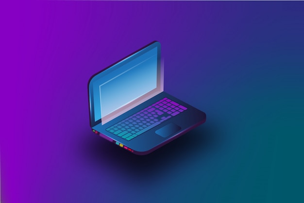 L'illustration d'un ordinateur portable représente une vue isométrique