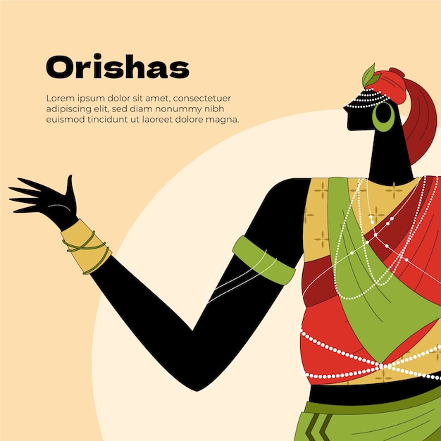 Vecteur illustration d'orishas dessinés à la main