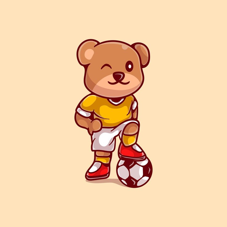 Illustration d'ours mignon jouant au football