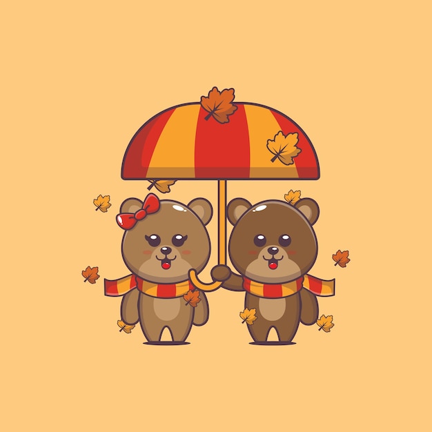 Illustration D'ours Mignon De Session D'automne