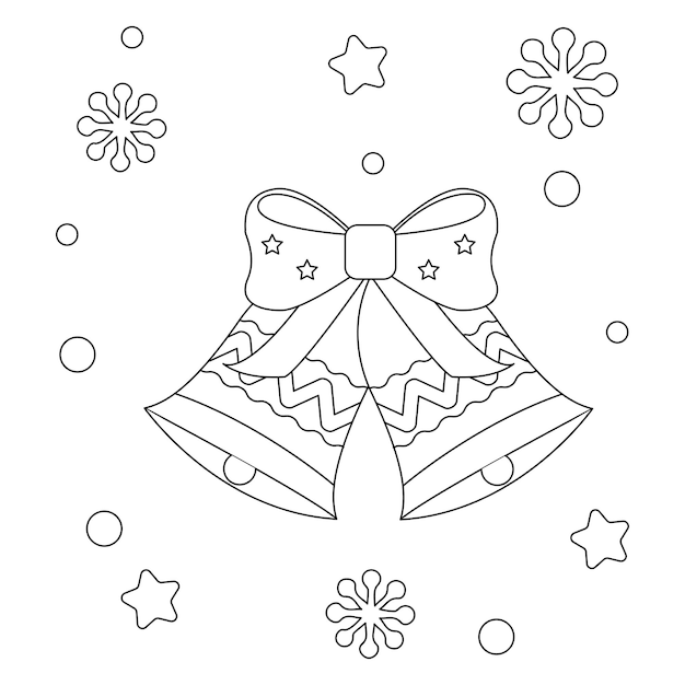 Vecteur illustration de la page de coloriage des cloches de noël