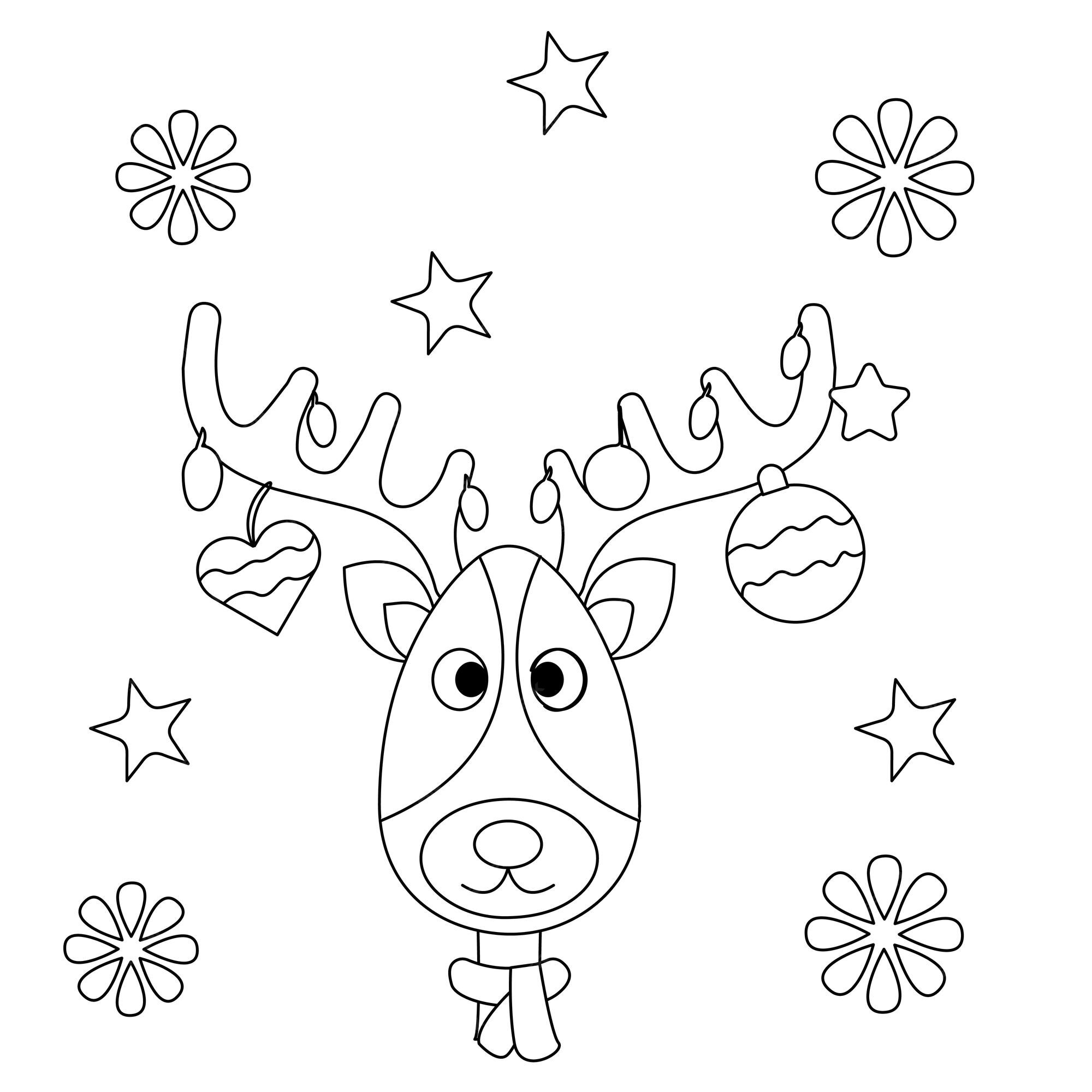 Illustration De La Page De Coloriage Du Cerf De Noël Vecteur Premium