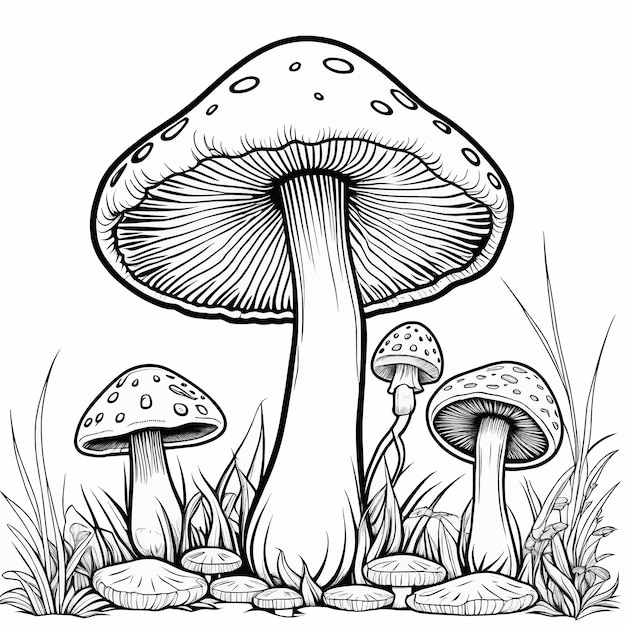 Vecteur illustration de page à colorier de contour de champignon pour enfants et adultes