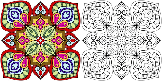 Illustration de page de livre de coloriage mandala décoratif