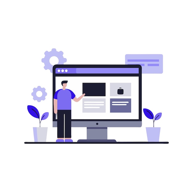 Illustration de page web sur écran de moniteur Clip Art à fond blanc
