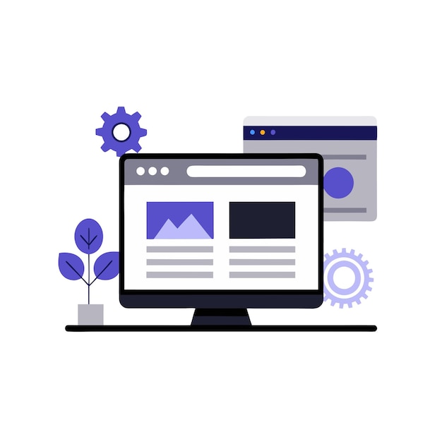 Illustration de page web sur écran de moniteur Clip Art à fond blanc