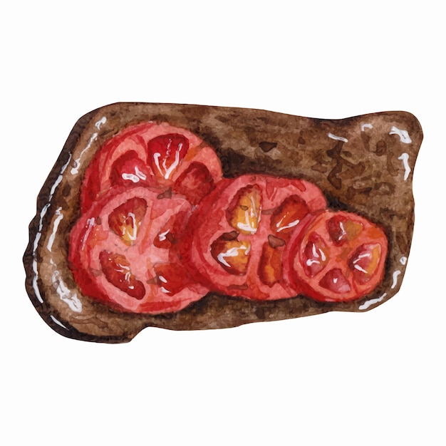 Vecteur illustration de pain grillé avec des tomates