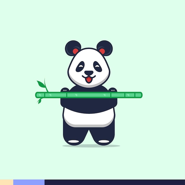 Illustration De Panda Soulevant Du Bambou