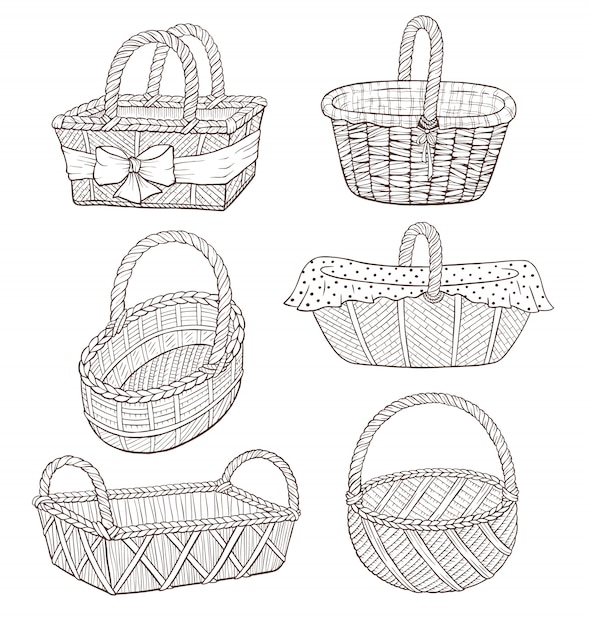 Vecteur illustration de panier dessiné à la main