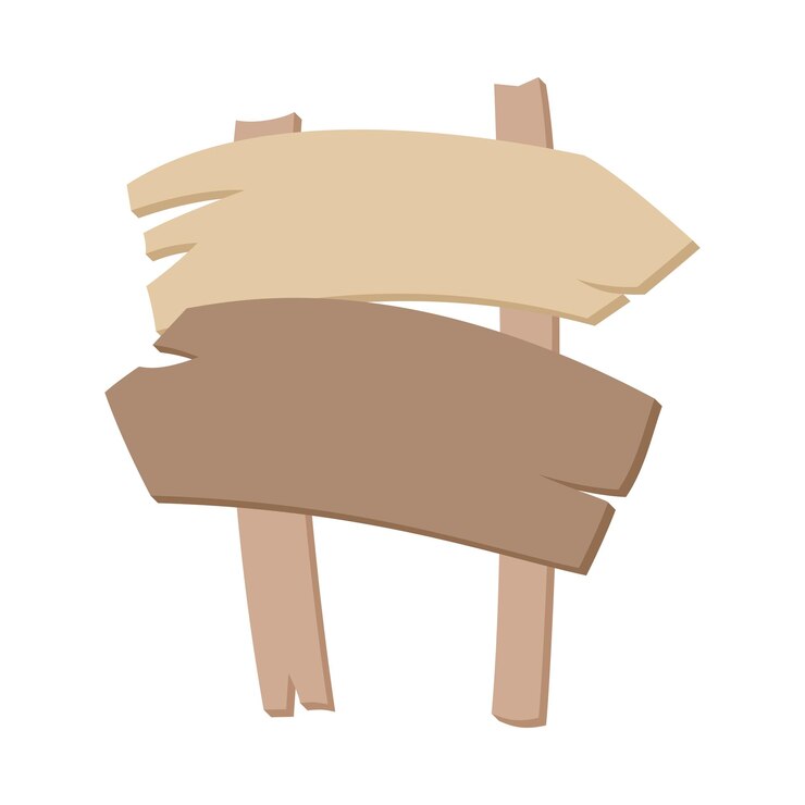 Vecteur illustration de panneau d'affichage de wodden pointeurs en bois de dessin animé pointeur en bois stick flèches signe