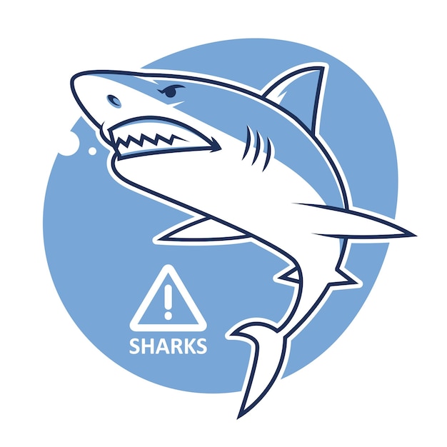 Illustration, Panneau D'avertissement De Requin Maléfique, Format Eps 10