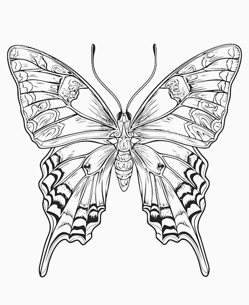 Vecteur illustration de papillon livre à colorier de papillon