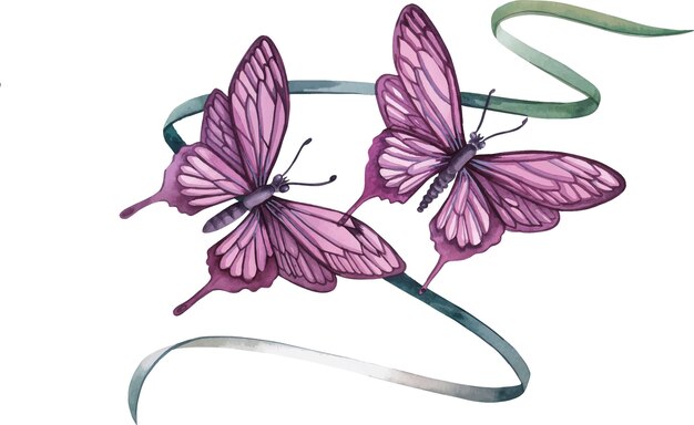 Vecteur illustration de papillon de printemps dessinés à la main isolé sur fond blanc