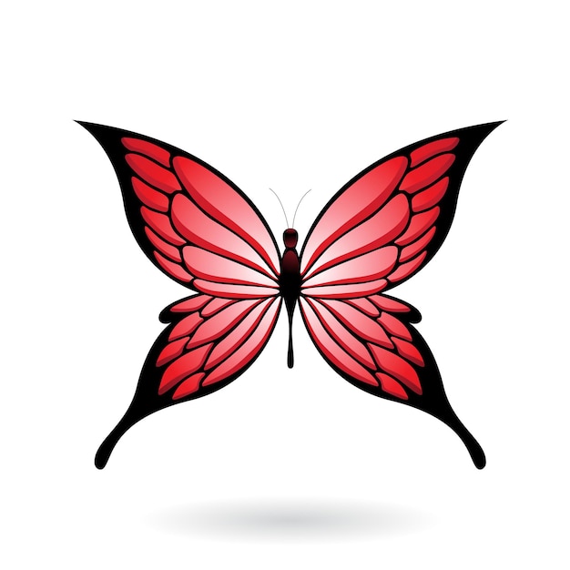 Vecteur illustration de papillon rouge et noir avec des ailes pointues