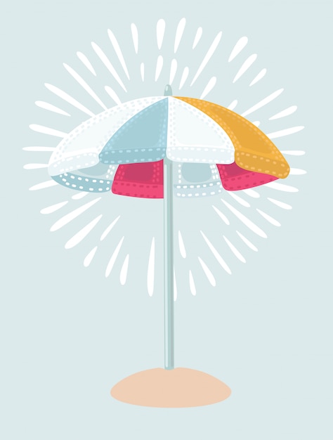 Illustration Parapluie De Plage Rouge Et Blanc. Le Symbole Des Vacances Au Bord De La Mer