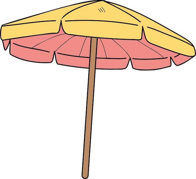 Illustration de parasol dessiné à la main dans un style doodle