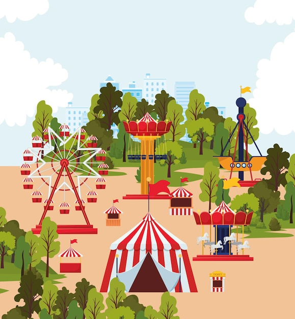 Vecteur illustration de parc d'attractions