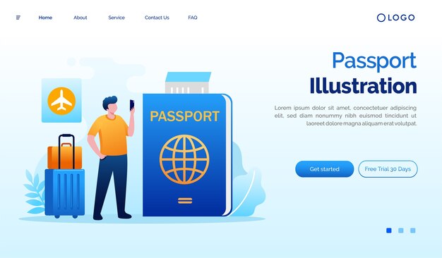 Illustration de passeport Illustration de site Web de page de destination