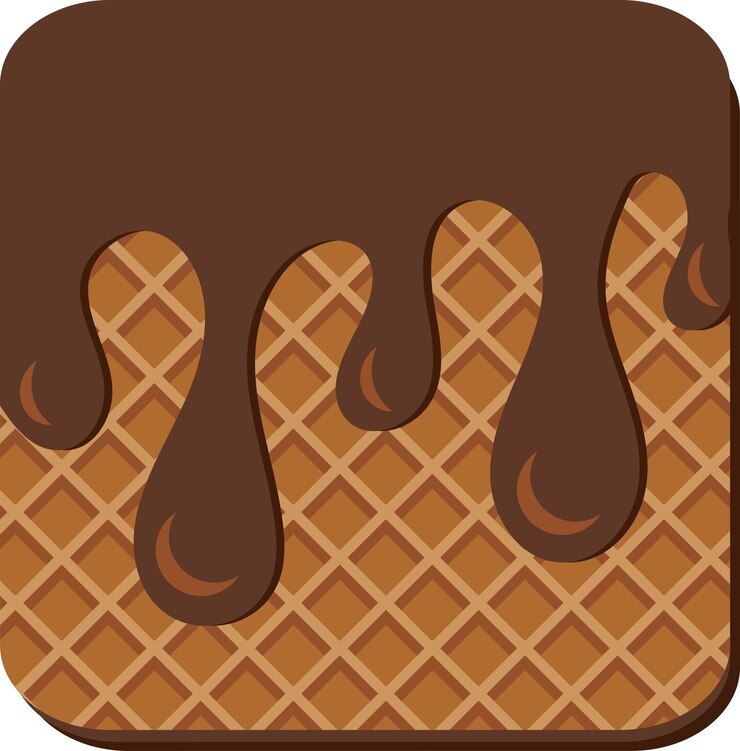 Vecteur illustration de pastel plat de gaufrette au chocolat sucré