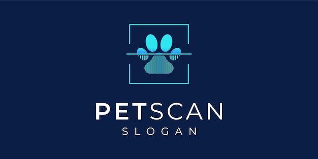 Illustration Paw Scan Pet Animal Scanning Empreinte Chien Chat Technologie Vector Logo Design