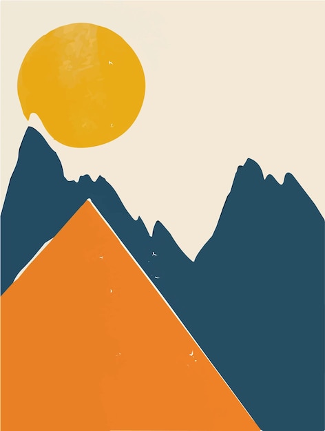 Illustration De Paysage Minimal Avec Des Montagnes Pour Le Fond De Papier Peint Mobile