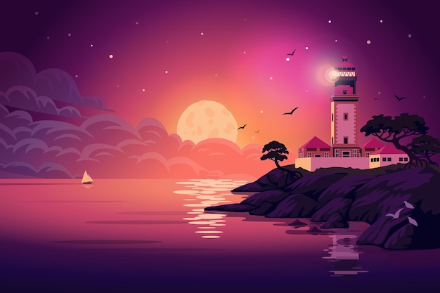 Illustration de paysage de phare