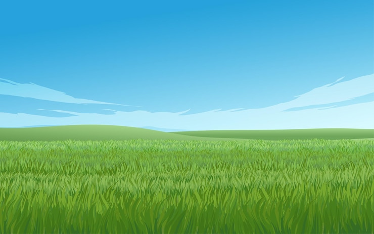 Vecteur illustration de paysage de prairie aux beaux jours