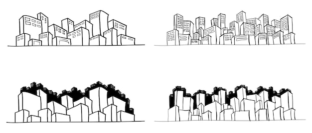 illustration de paysage urbain dessinée à la main dans un style doodle