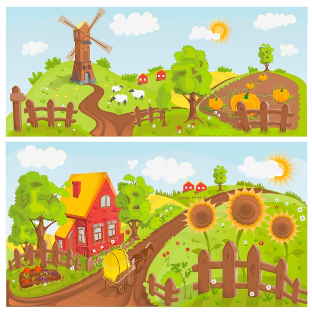 Illustration de paysages ruraux