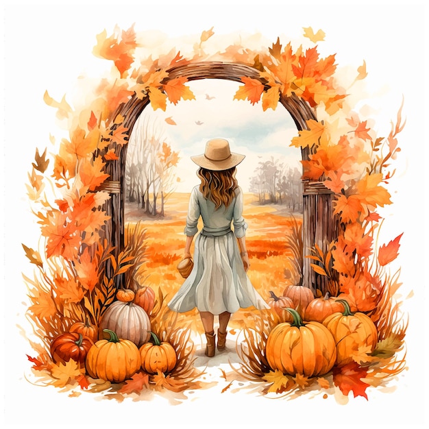 Vecteur illustration de peinture aquarelle d'automne