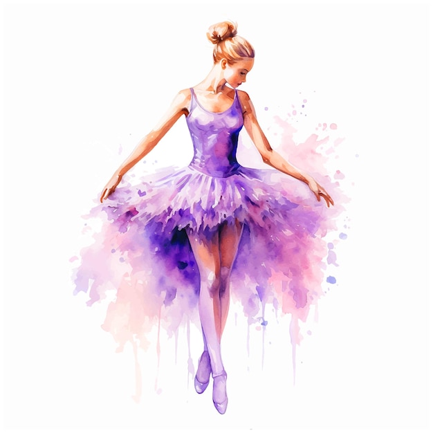 Vecteur illustration de peinture aquarelle vectorielle ballerine