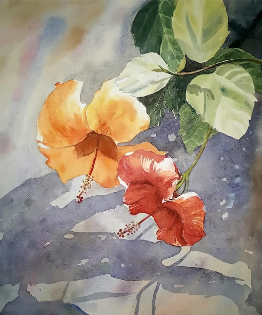 Illustration De Peinture De Fond Fleur Aquarelle Dessinés à La Main