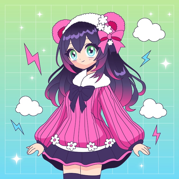 Illustration de personnage d'anime dessinée à la main