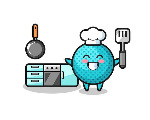 Illustration De Personnage De Balle Hérissée Pendant Qu'un Chef Cuisine