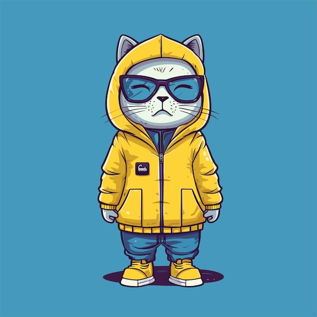 Illustration De Personnage De Chat Mignon Chat Portant Une Veste