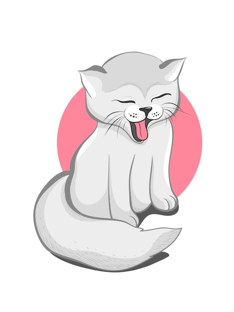 Une Illustration De Personnage De Chat Souriant De Dessin Animé Mignon