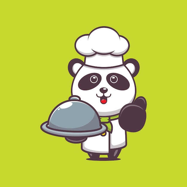 illustration de personnage de chef panda mignon