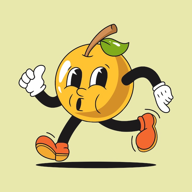 illustration de personnage de dessin animé de citron vintage