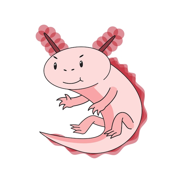 Vecteur illustration de personnage de dessin animé mignon axolotl