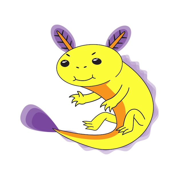 Vecteur illustration de personnage de dessin animé mignon axolotl