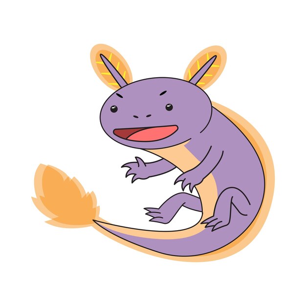 Vecteur illustration de personnage de dessin animé mignon axolotl