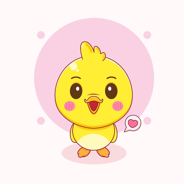 Illustration de personnage de dessin animé mignon petit canard