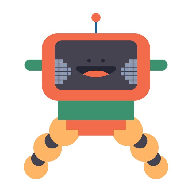 Illustration de personnage de dessin animé de vecteur de robot isolé sur fond blanc