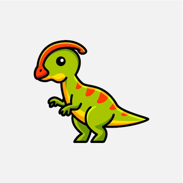 illustration de personnage de dinosaure de dessin animé mignon bébé parasaurolophus isolé