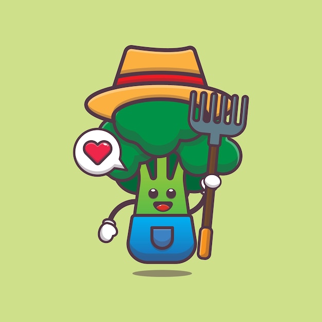 illustration de personnage de fermier de brocoli mignon