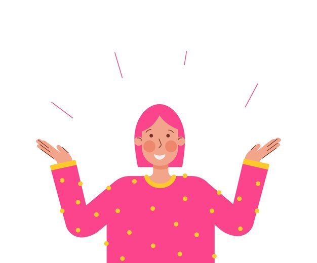 Vecteur illustration de personnage de fille souriante dans un style minimaliste plat