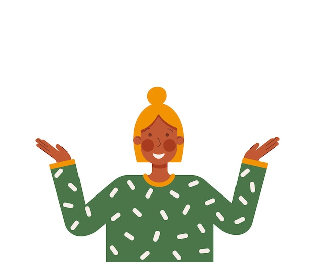 Illustration de personnage de fille souriante dans un style minimaliste plat
