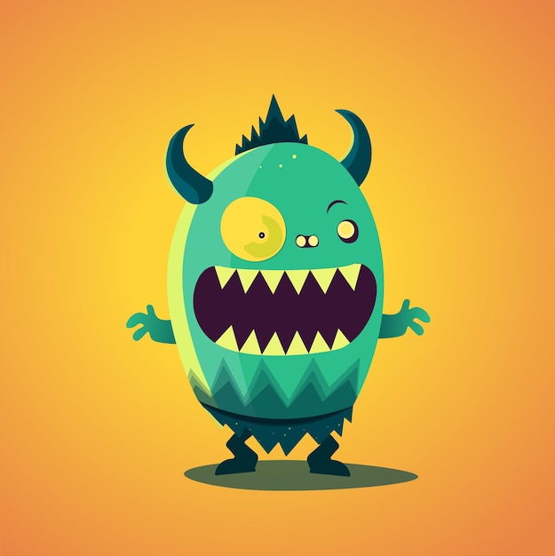 Illustration D'un Personnage De Monstre Mignon, Style Cartoon Minimaliste