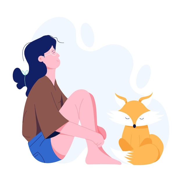 Une illustration de personnage plat de fille qui réfléchit trop